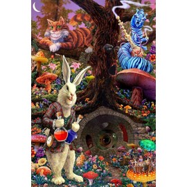 Laminated Down The Rabbit Hole - Alice in Wonderland Poster Print - 24x36
