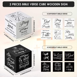 2 Pcs Bible Verse Mini Wood Signs Christian Decor Be Still and Know Religious Sign Wooden Scripture Desk Decor Rustic Bible Verse Blocks Home Scripture Word Plaque, 3.35 Inch (Vivid Style)