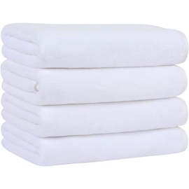 Microfiber Towel, Microfiber Cloth, Beach Towel, Towels for Drying Hair, Gym Towel, Hand Towel, Quick Drying Microfiber Towel, Towels for Drying Hair, 14" x 30". Pack of 4 (White)