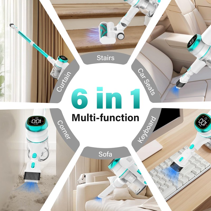 Tikom V500 Cordless Vacuum Cleaner for Home, 40000Pa/450W Stick Vacuum