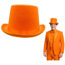 Nicky Bigs Novelties Deluxe Tall Orange Top Hat Tuxedo Costume, Men & Women, Party Hats for Adults, Magician Top Hat Halloween Costume, Adjustable Size