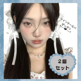 2-piece Set, Hair Ornament, Gothic Lolita, Ribbon, Bow, Rose, Girl, Hair Clip, Hair Accessories, Forest Girl, Yume Cute, Cosplay, Girls, Event, School Commute, White