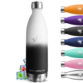 Drinking Bottle 1 Litre, Stainless Steel, BPA-Free, Thermos Flask, Double-Walled, Leak-Proof, Can Be Carried, Metal Water Bottle for Camping, Hiking, Fitness