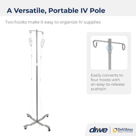 Drive Medical Drive Medical Economy Removable Top I. V. Pole, Silver Vein