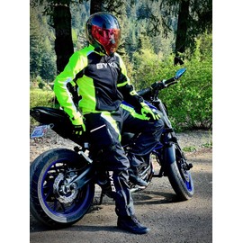 BYKR Motorcycle Pants for Men & Women Armored Cordura Overpants Enduro ATV Dual Sports Motocross Cargo Touring Adventure Pant (40WX34L, Fluorescent Green)