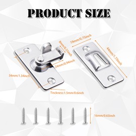 UBRAVE Stainless Steel Door Latch, 90° Degree, Door Latch, Door Latch, Door Latch, Lock Bolt with Screws, Suitable for All Interior and Exterior Doors (Silver)