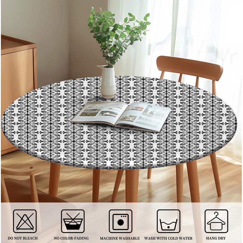 COTAIL - Mantel redondo con borde elástico, mantel impermeable de