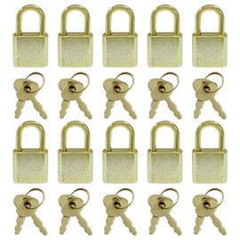 Litoexpe 10 Pcs Mini Cute Diary Padlock Tiny Small Luggage Locks with Keys, Small Metal Padlock Solid Luggage for Jewelry Boxes Decor (Gold)