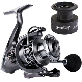 Sougayilang Fishing Reel 13+1BB Light Weight Ultra Smooth Aluminum Spinning Fishing Reel with Free Spare Graphite Spool (XY5000)