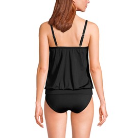 Lands' End Womens Chlorine Resistant Blouson Tankini Top Black Regular 16
