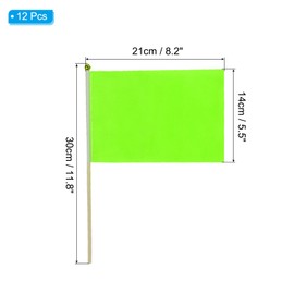 PATIKIL 8x5 Inch Mini Plain Flags, 12 Pack Solid Blank Flags Small Hand Held Graffiti Flag for DIY Birthday Party Celebration Opening, Green