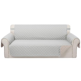 Luxshare Home Reversible Sofa Covers Couch Cover Furniture Protector for Dogs Elastic Straps Water Resistant(Sofa,Light Grey/Beige)