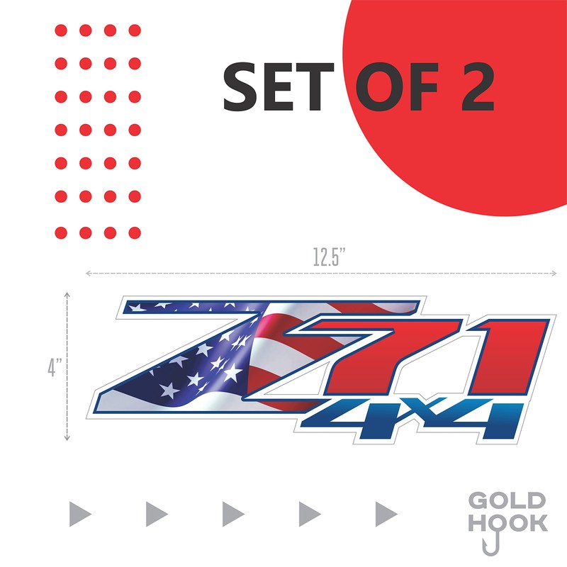 GOLD HOOK Z71 4x4 Decals Compatible with Chevy Silverado (2007-2013)