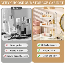 shuang qing Bathroom Counter Organizer Countertop Storage, Cosmetics Skincare Shelf Organizer, Makeup Organizer Perfume for Dresser Vanity Tray, Spice Rack Organizer for Kitchen(3 Tier-Cream White)