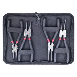 Set of 4 Snap Ring Pliers, 7 Inch 160 mm Circlip Pliers, Indoor and Outdoor Snap Ring Pliers with Durable Springs and Pockets, Non-Slip Circlip Pliers, Seegering Pliers, Curved Straight Set