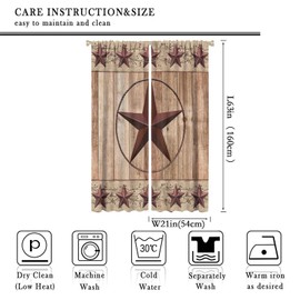 Rusitc Star Berries Curtains,Dark Red Star on Country Farmhouse Wooden Blackout Curtains - Rod Pocket Window Curtain,2 Panels 63L x 21W Energy Saving Thermal Insulated Drapes for Living Room