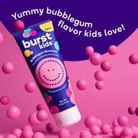 BURSTkids Bubblegum Bonanza Kids Toothpaste with Fluoride - Great Tasting Flavored Childrens & Toddler Toothpaste - Anticavity, Dye Free, Vegan, Safe Toothpaste for Kids Ages 2+ - 4oz, 2pk
