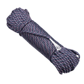 DonDon 98 ft - 30 m nylon cord Paracord survival DIY rope cord for outdoor camping activities 0.6 inch - 4 mm - 7 strands navy-red-grey