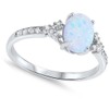 Oval White Simulated Opal Beautiful Cute Ring New .925 Sterling