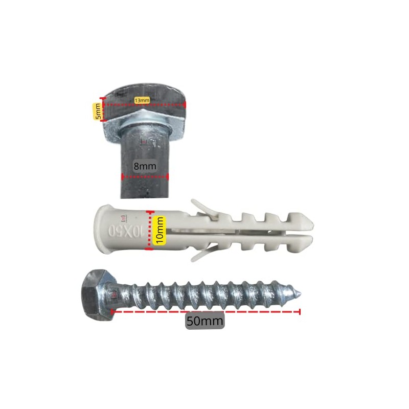 Inbrackets Value M8 x 50mm Masonry Brick Wall Fixing Screw