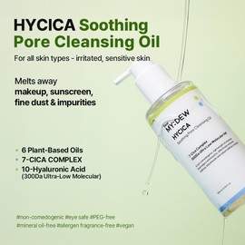 DearMYDEW HYCICA Soothing Pore Cleansing Oil | Non-Comedogenic Makeup Blackhead Remover for Sensitive Skin with 7 CICA & 10 HA, Deep Pore Cleanser, Double Cleansing, Korean Skincare, 6.76 fl oz