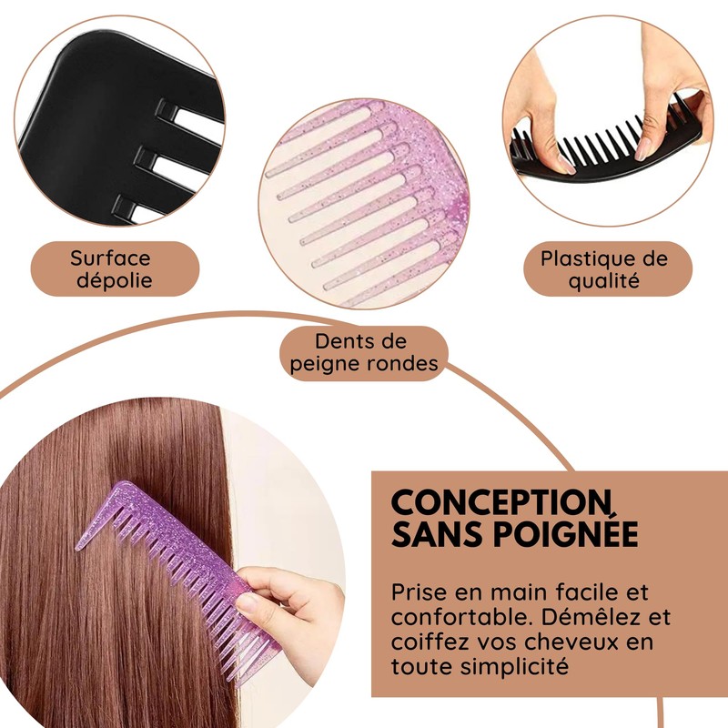 Kamm mit breiten Zähnen, Schwarz (Violett)