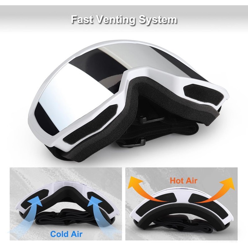 EXP VISION Ski/Snowboard Goggles for Men Women, OTG Snow Goggles