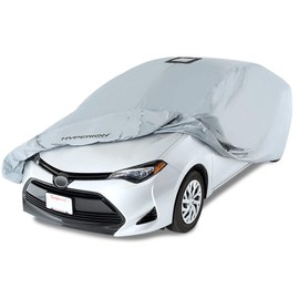 Hyperion Car Cover with Solar Panel: Size 3 Waterproof Car and Windshield Cover - All Weather Cover Protects Cars Up to 200" from Snow, Ice, Rain, Sun and Maintains Battery Charge - Grey - HYP-CAR-3
