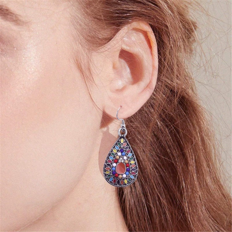 1 Pair Dangle Earrings Vintage Drop Earring Handmade Bohemian Teardrop