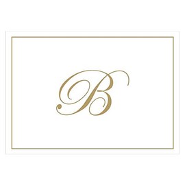 Caspari Gold Embossed Initials Boxed Note Cards in Letter B, 16 Cards & Envelopes