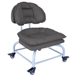 Backrest Rolling Stool with Brakes VAPAA TAIDE Roller Chair Heavy Duty Rolling Stools with Wheels for Home Office Garage Mechanic Flooring Cleaning Shop Grey