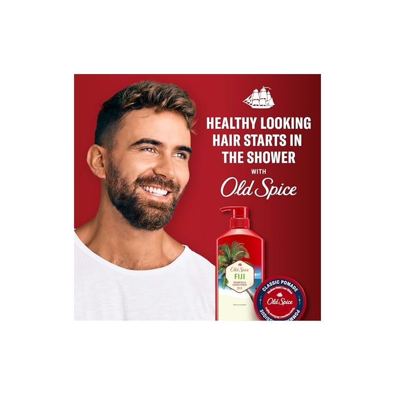 Old Spice Fiji 2-in-1 Shampoo and Conditioner for Men, 21.9