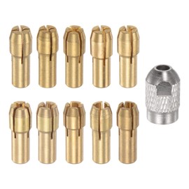 sourcing map 11pcs Brass Collet 0.5-3.2mm M8 Brass Drill Chucks Mini Electric Grinder Quick Change Drill Chuck Bit Sets for Rotary Tools, 4.8mm Shank Diameter