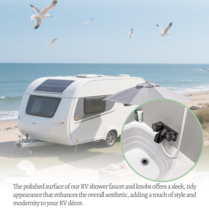 RV Tub & Shower Diverter Faucet w/Smoked Acrylic Knobs, 4