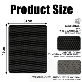 Cat Litter Tray Mat, Cat Litter Tray Mat, Waterproof and Urine Proof Cat Mat, Cat Litter, Double Layer Design, Honeycomb, Protects the Floor from Cat Litter (Grey, 45 x 31 cm)