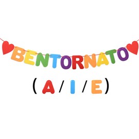 Welcome Banner Garland Bunting in Italian for Emofang Welcome Party or Festival