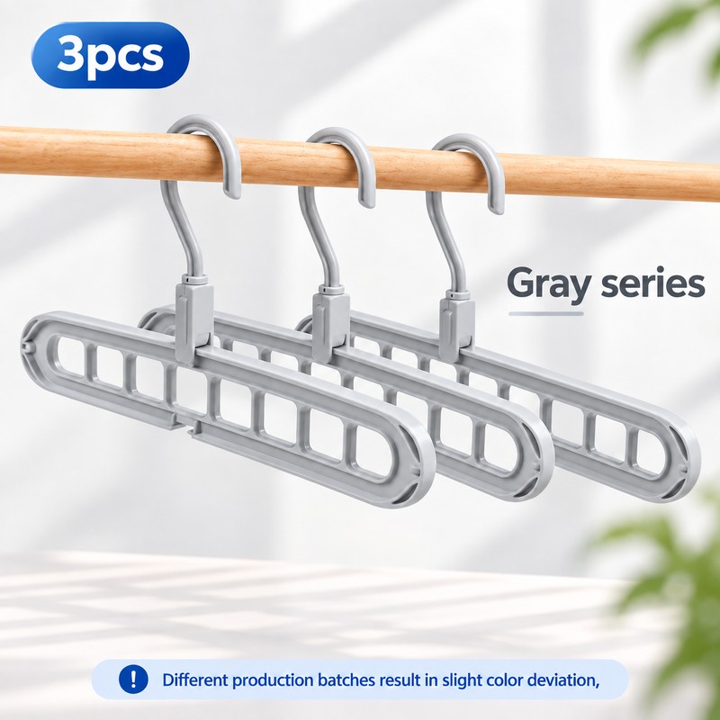 9-Hole Clothes Hangers for Closet Organization – Space-Saving Foldable 3-Pack