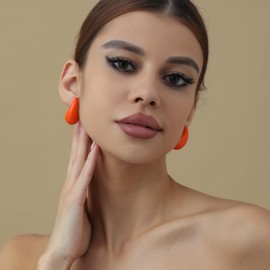 Rajputana 18K Earrings Dupes, Chunky Earrings for Women and Girls, Thick Hoop Earrings, Lightweight, Waterdrop, Hollow, Open Hoops, Hypoallergenic 585 Gold-Plated Earrings, Fashionable Jewellery,