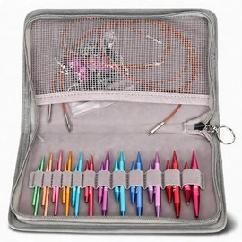 Juego de Agujas de Tejer Circulares de 3 a 8 Mm, Almacenamiento de Agujas de Tejer, Juego de Agujas Circulares de Colores Surtidos Intercambiables con Bolsa de Almacenamiento