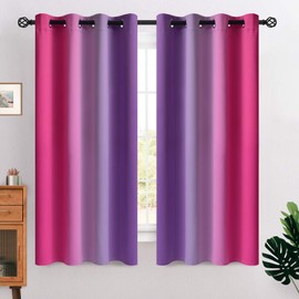 COSVIYA Grommet Ombre Room Darkening Curtains 63 inches Length for Kids/Girls Bedroom, Polyester Light Blocking Pink and Purple Gradient Window Drapes/Curtains for Living Room,2 Panels, 52x63 inches