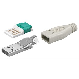 USB A plug solder tool-les crimp mountincl. strain relief USB PLUG A-Version tool-less assembly