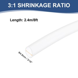 MECCANIXITY 3/16 Inch Heat Shrink Tubing, 3:1 Waterproof Adhesive Marine Grade Heat Shrink Wrap Tube for Wires, 8ft, Clear