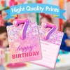Birthday Invitations, Pink 7th Birthday Invitation Cards with Envelopes (30