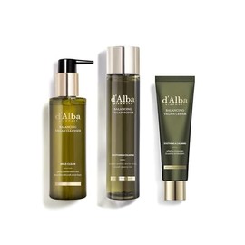D'alba Piedmont White Truffle Mild Skin Balancing Vegan Cleanser, Toner, and Cream Bundle (200ml, 150ml, 55ml)