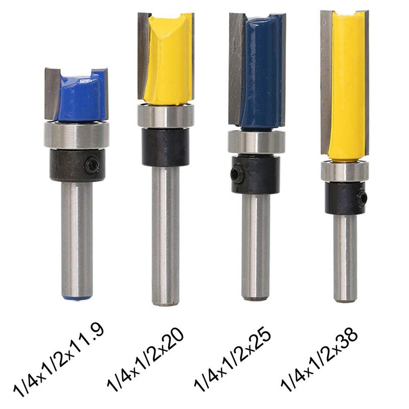 ExcInter 4Pcs 1/4'' Shank Flush Trim Pattern Router Bit Template