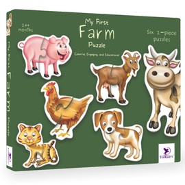 Toykraft: My First Puzzle - Dinosaurs - 6 Chunky Self-Correcting Matching Puzzles for Toddlers & Preschoolers Farm