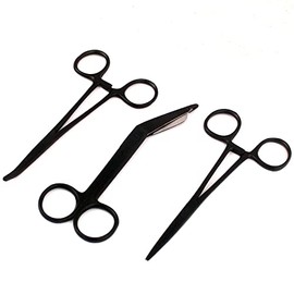 AAProTools New German Grade Lister Bandage Scissors + Hemostat Black 5.5" (Lister Bandage Scissors 5.5" +hemostat 5.5 Cvd&st, 3)