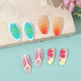 Almond Press on Nails Short Fake Nails Ombre False Nails Glitter Artificial Nails Cute Acrylic Nail Press ons Sparkly Stick on Nails with Leopard Designs for Women 24pcs