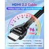 Fibopitcal 96Gbps HDMI 2.2 Cable 6ft Braided, 16K@60Hz 8K@240Hz 4K@480Hz