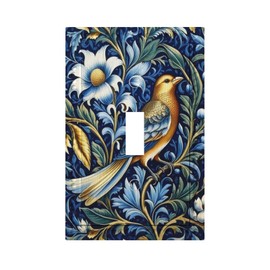 MUZUMU Bird with Blue Flower Light Switch Covers 1 Gang Single Toggle Wall Plate Decorative Switchcover Electrical Switchplate for Farmhouse Living Decor